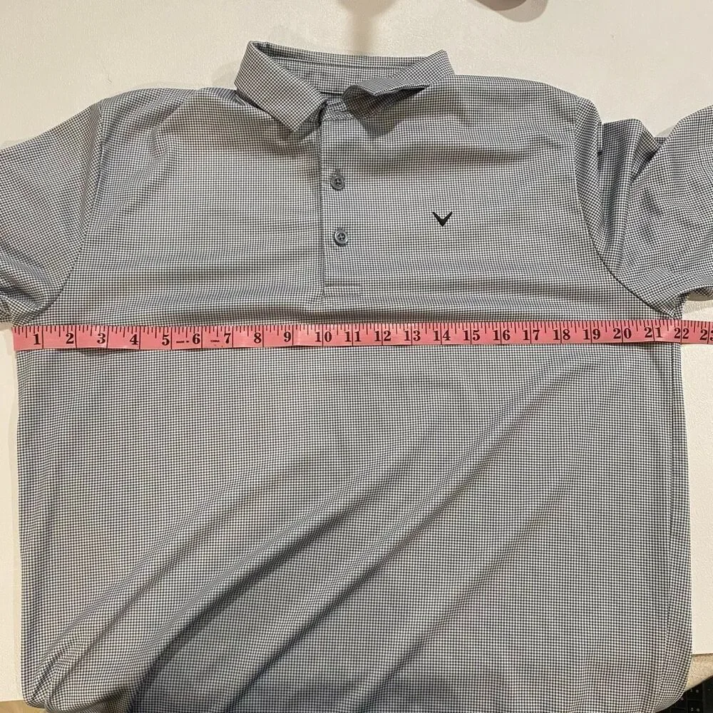 Callaway Golf Polo Shirt Opti-Dri Blue Checkered Mens Size M